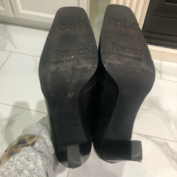 Franco Sarto Square Toe Black Heeled Shoes - Picture 5 of 8